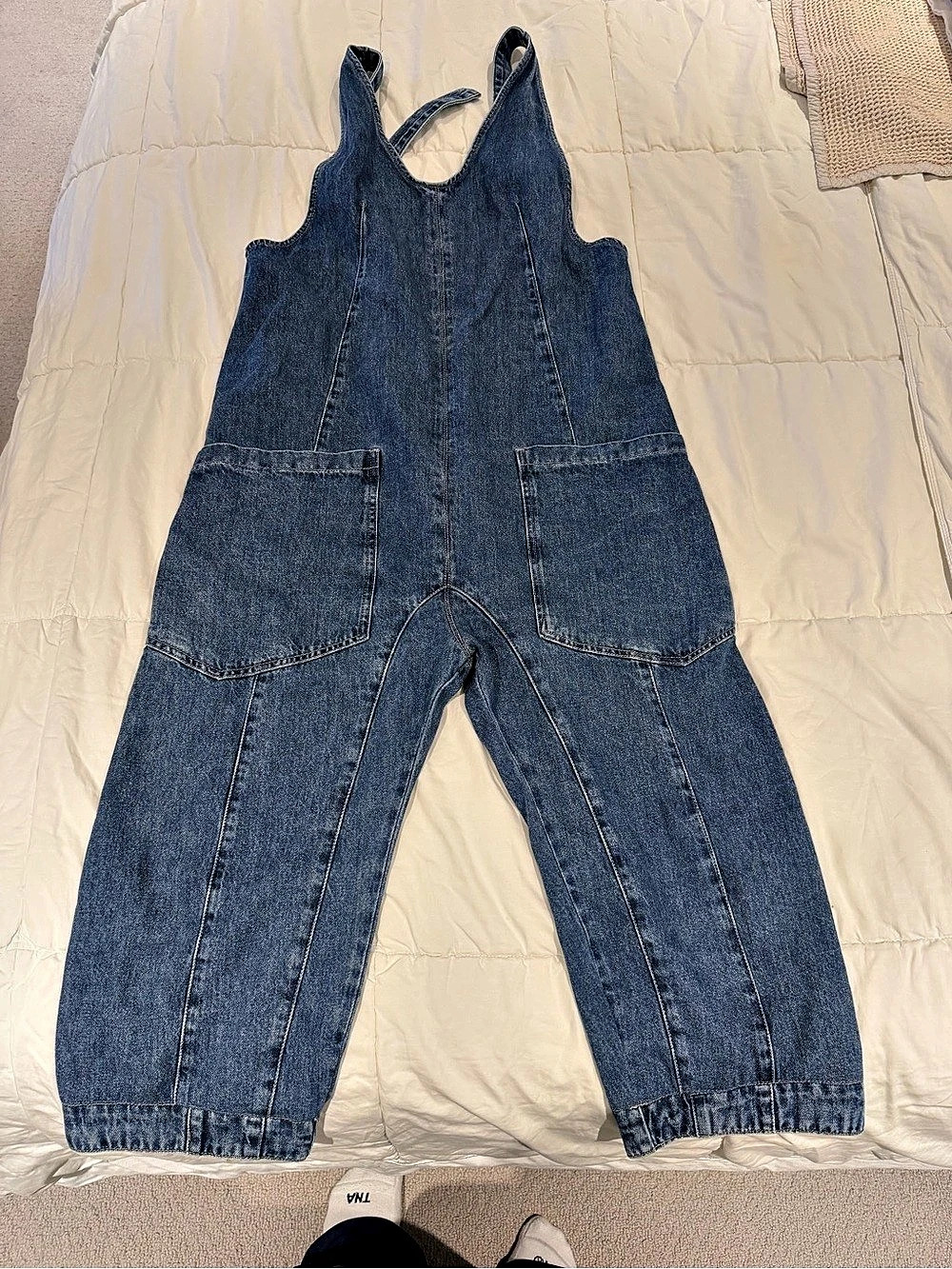 We The Free Good Luck Barrel Overalls Blue Denim